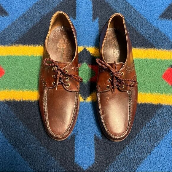 Johnston & Murphy Moc Toe Vibram Lug Sole Leather Oxfords (8) (USA Made 🇺🇸) - Picture 2 of 6